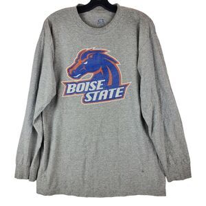 BOISE STATE BRONCOS Shirt Adult Large Gray BIG LOGO Spell Out College Football